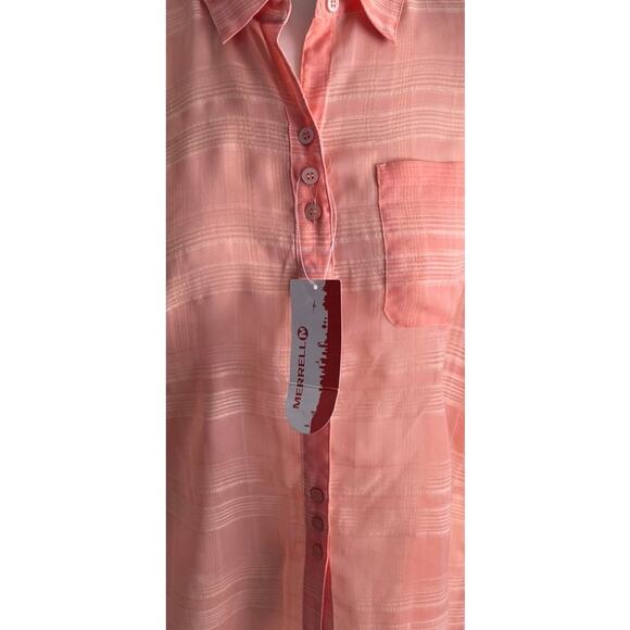 Merrell Sherbet Womens Small Peach Orange NEW Button Front Shirt - Picture 10 of 12